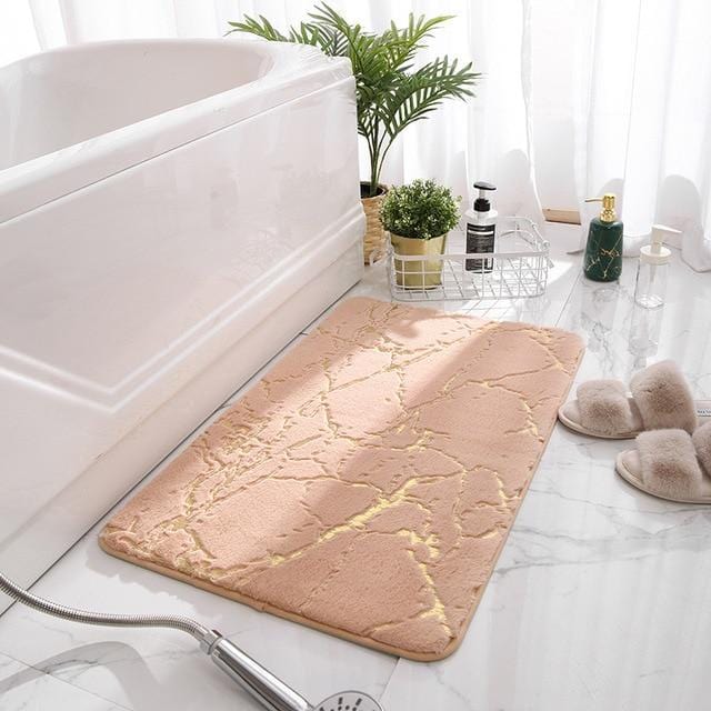 Rabbit Fur Bath Mat  Light Tan