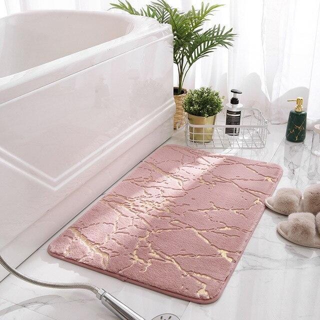 Rabbit Fur Bath Mat Pink