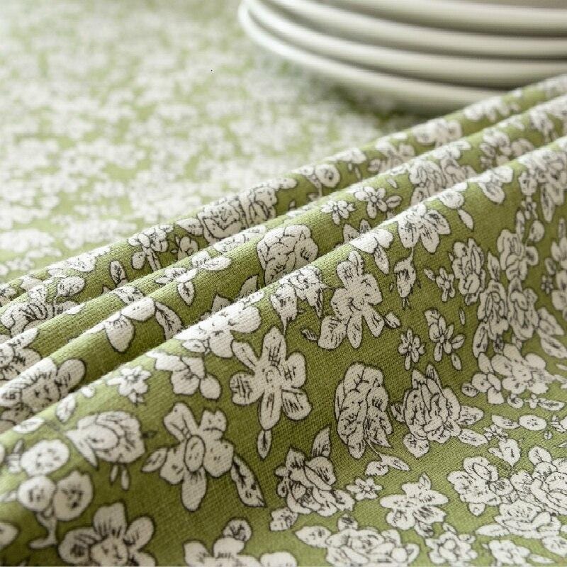 Green Frilled Tablecloth